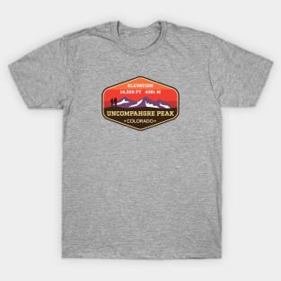 Uncompahgre Peak Colorado - 14ers Mountain Climbing Badge T-Shirt